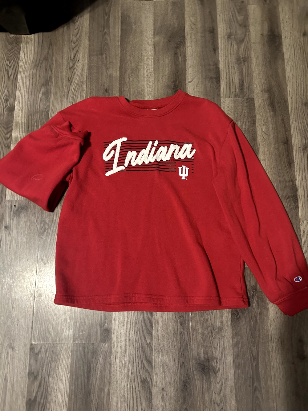 Champion Red Crewneck with White Chenille Script